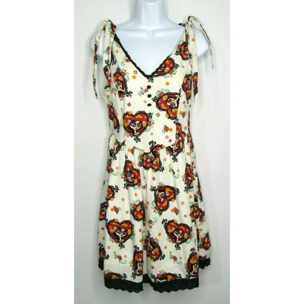 Hot Topic Exclusive Collection Book of Life V-Neck Sugar Skull Dress Size Med